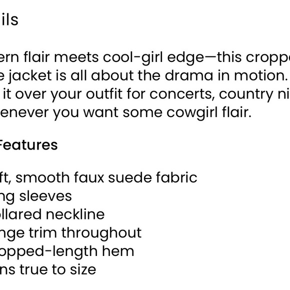 NWT Western Flair Fringed Brown Cropped Faux Suede Jacket Size XL - Picture 15 of 15